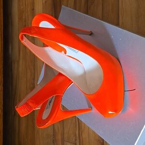 Brian Atwood Neon Orange Platform Stelettos